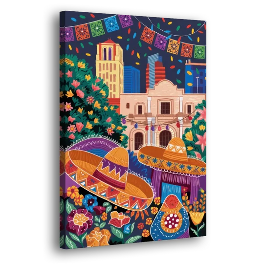 San Antonio Fiesta Colors - Canvas Wall Art - Side