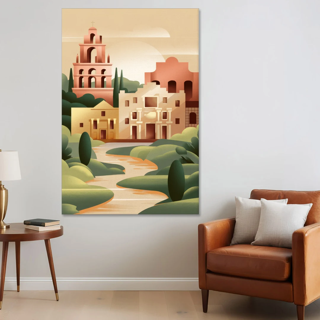 San Antonio Historic Missions - Canvas Wall Art - Sofa - 40x60