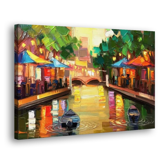 San Antonio Riverwalk Charm - Canvas Wall Art - Side