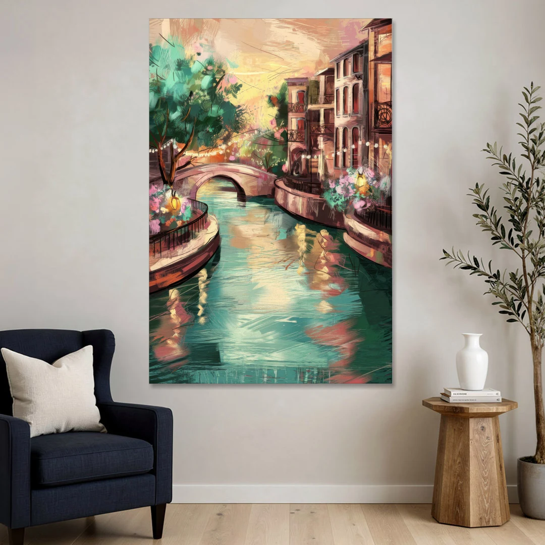 San Antonio Scenic Riverwalk - Canvas Wall Art - Sofa - 40x60