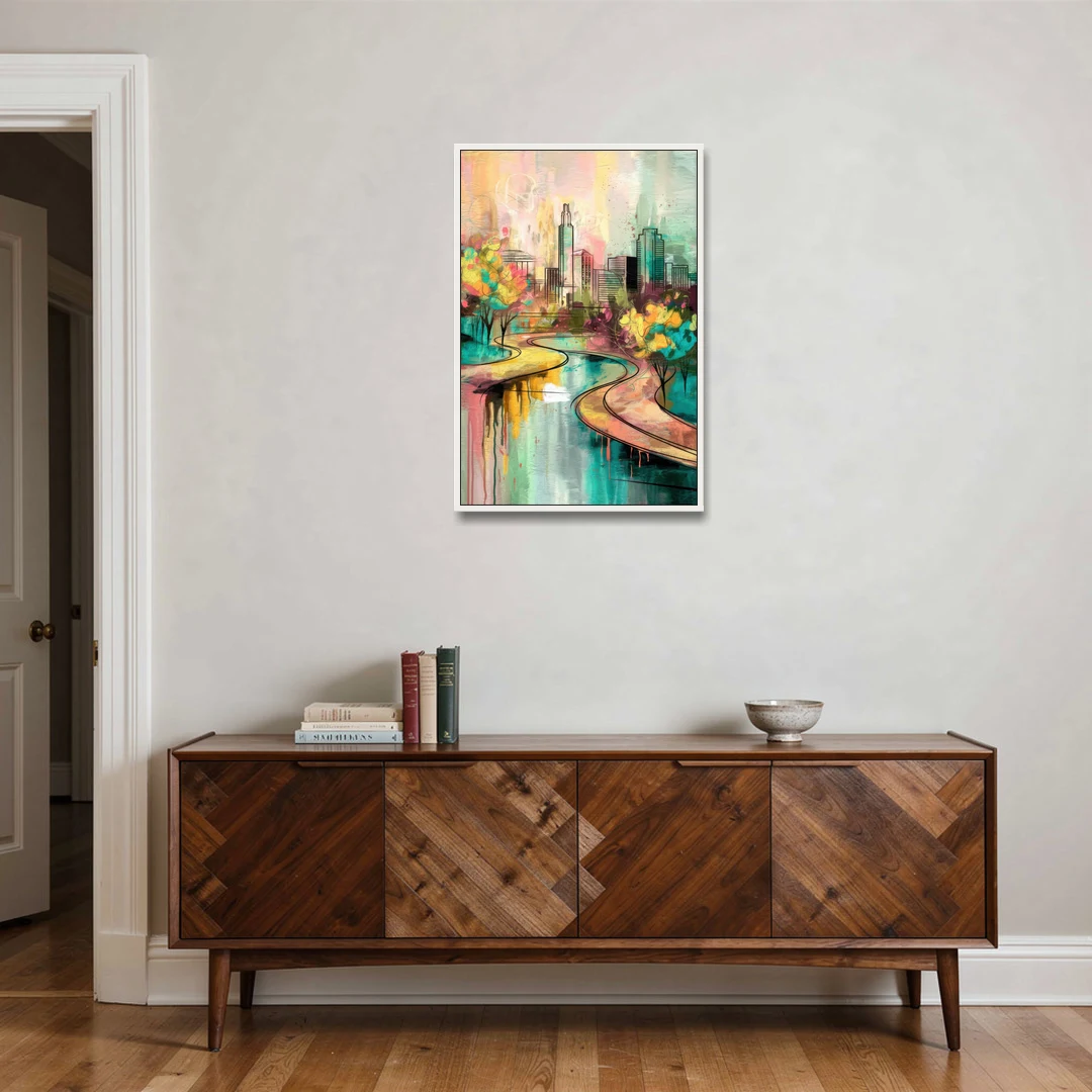 San Antonio Urban Street Art - White Framed Canvas Wall Art - Coffee Table - 24x36