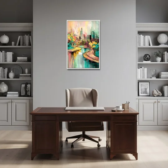 San Antonio Urban Street Art - White Framed Canvas Wall Art - Office - 24x36