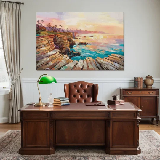 San Diego Coastal Cliffs - Canvas Wall Art - Office - 60x40