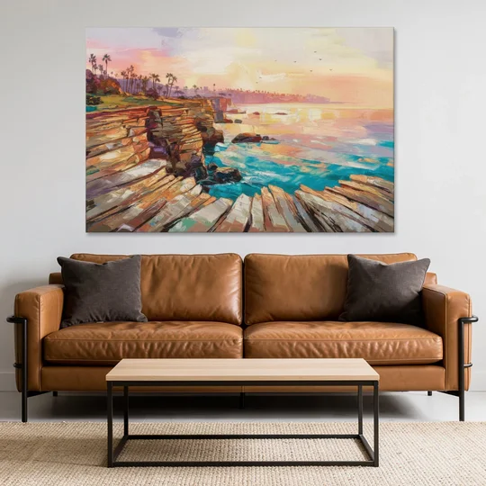 San Diego Coastal Cliffs - Canvas Wall Art - Sofa - 60x40