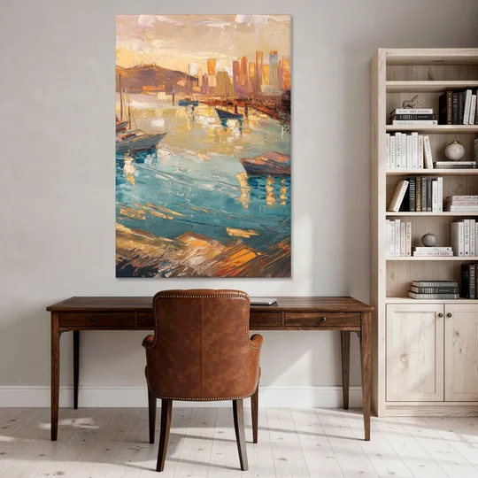 San Diego Harbor View Coastal - Canvas Wall Art - Office - 40x60