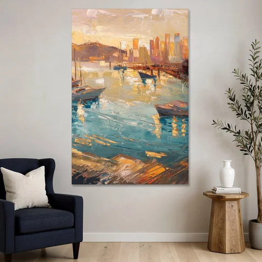 San Diego Harbor View Coastal - Canvas Wall Art - Sofa - 40x60