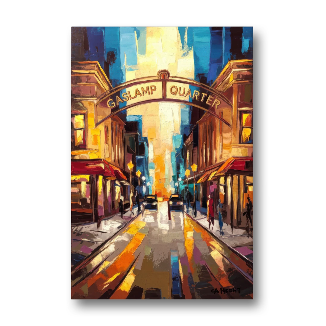 San Diego Historic Gaslamp District - Canvas Wall Art - Front