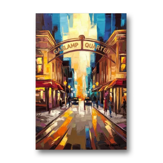 San Diego Historic Gaslamp District - Canvas Wall Art - Front