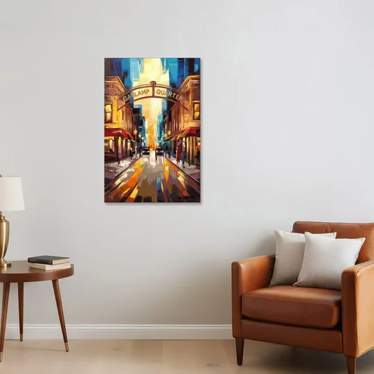 San Diego Historic Gaslamp District - Canvas Wall Art - Sofa - 24x36