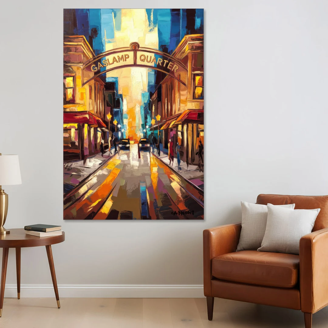 San Diego Historic Gaslamp District - Canvas Wall Art - Sofa - 40x60