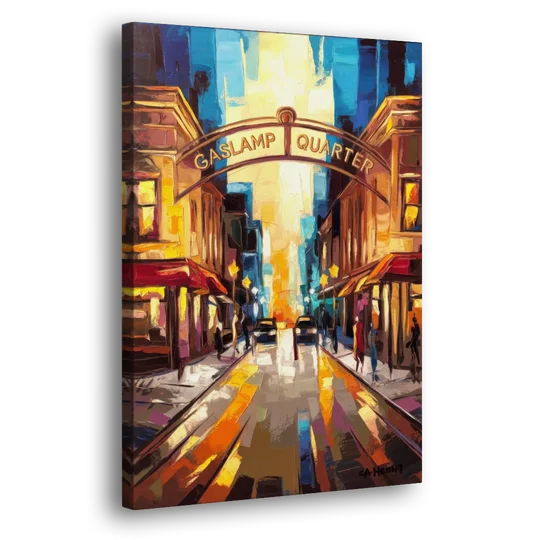 San Diego Historic Gaslamp District - Canvas Wall Art - Side