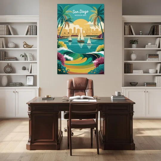 San Diego Mission Bay Views - Canvas Wall Art - Office - 40x60