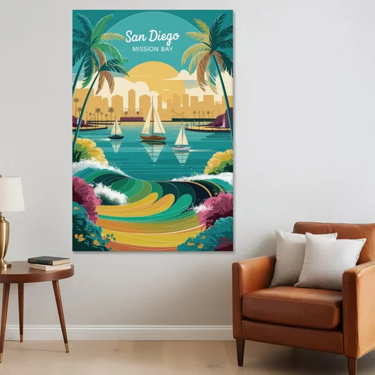 San Diego Mission Bay Views - Canvas Wall Art - Sofa - 40x60