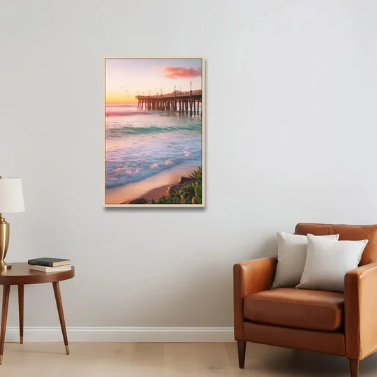 San Diego Pacific Beach Vibes - Oak Framed Canvas Wall Art - Sofa - 24x36