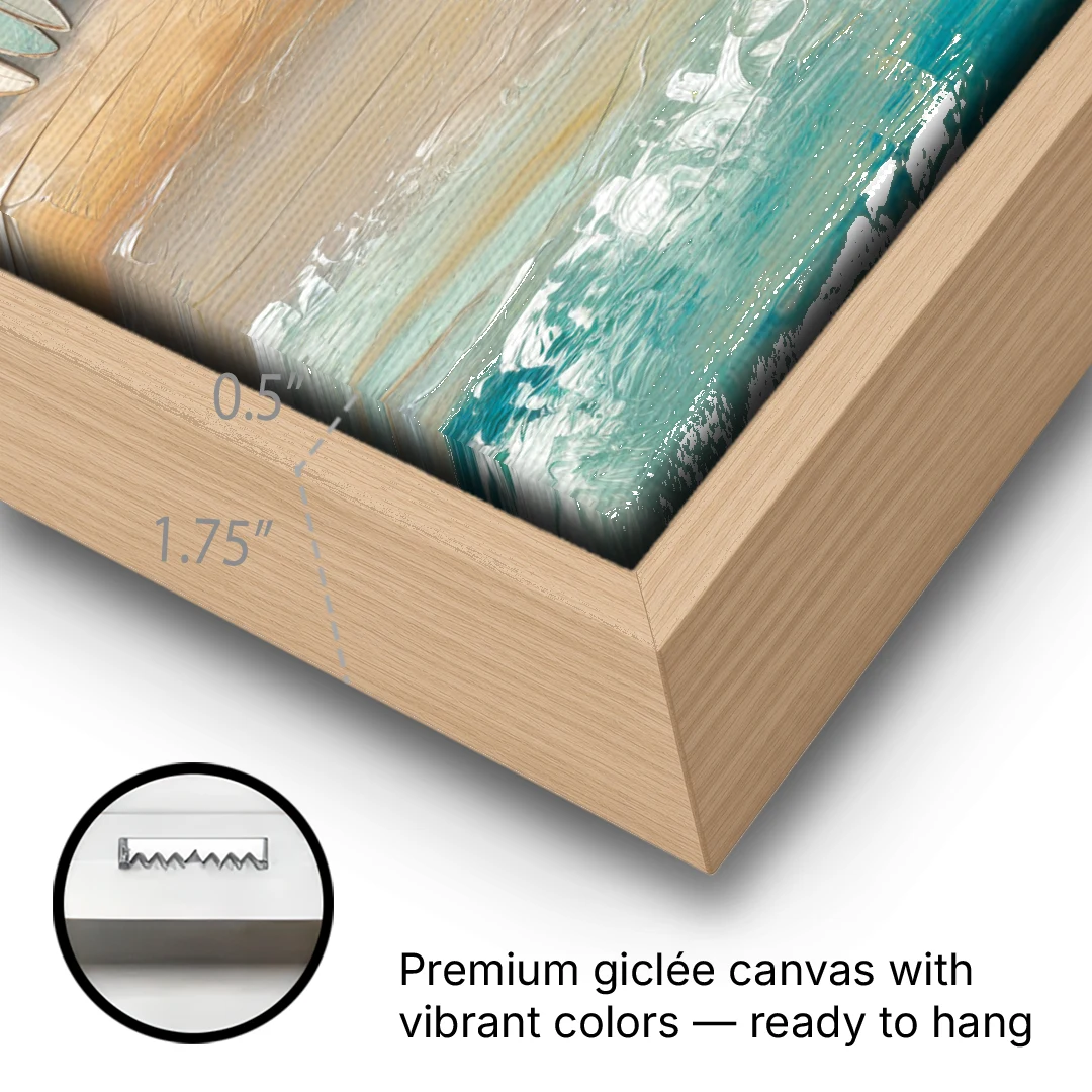 San Diego Pacific Beach Vibes Surf - Oak Framed Canvas Wall Art - Gallery Wrap Corner
