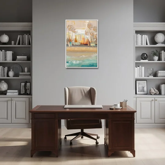 San Diego Pacific Beach Vibes Surf - White Framed Canvas Wall Art - Office - 24x36