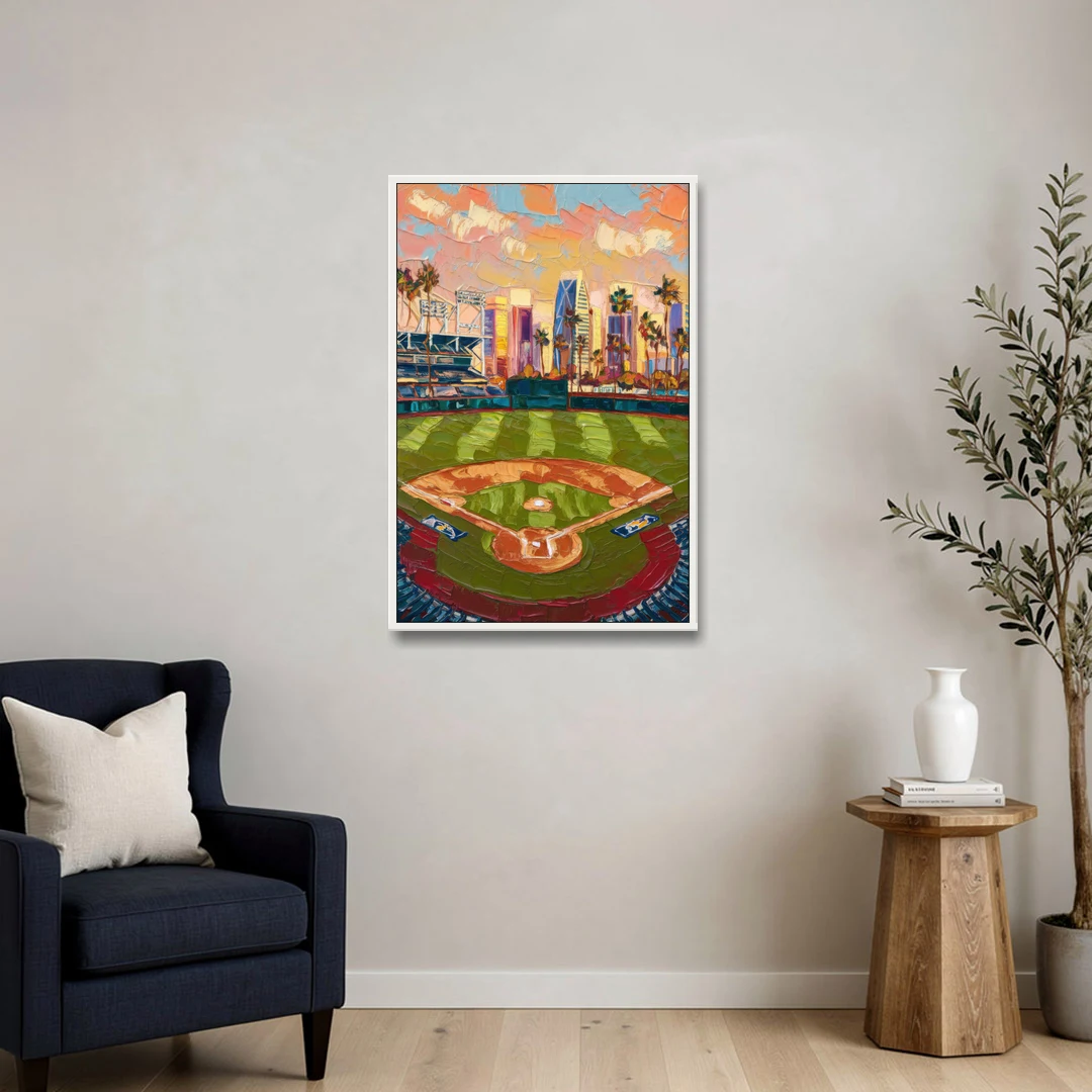 San Diego Padres Stadium - White Framed Canvas Wall Art - Sofa - 24x36