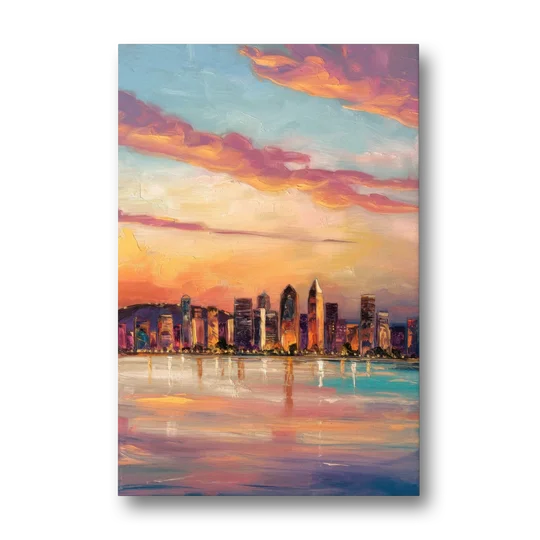 San Diego Skyline Sunset - Canvas Wall Art - Front