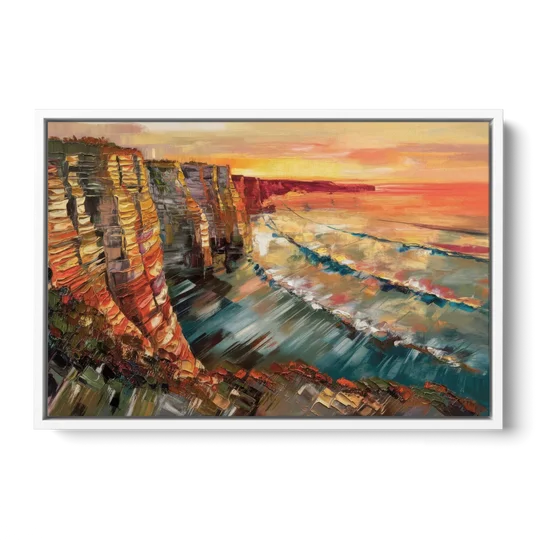 San Diego Sunset Cliffs - White Framed Canvas Wall Art - Front