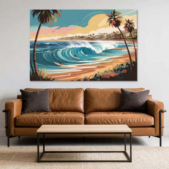 San Diego Surf Culture - Canvas Wall Art - Sofa - 60x40