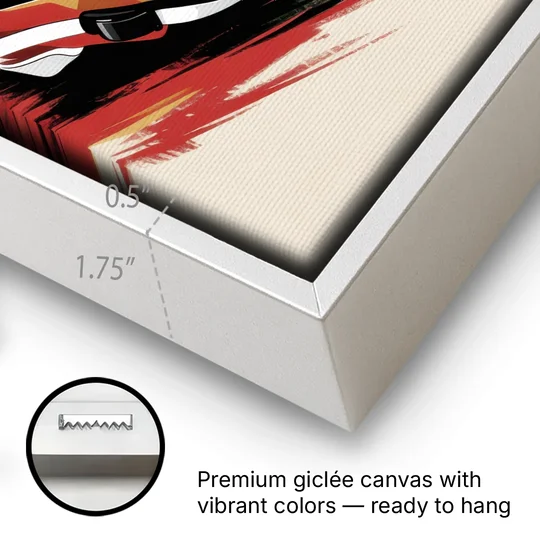 San Francisco 49ers Abstract Impressionistic Wall Art - White Framed Canvas Wall Art - Gallery Wrap Corner