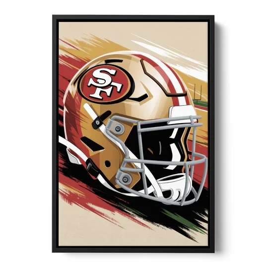 San Francisco 49ers Abstract Impressionistic Wall Art - Black Framed Canvas Wall Art - Front