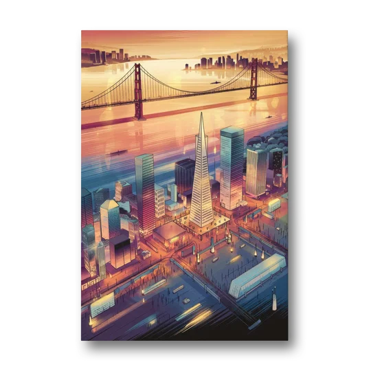 San Francisco Aerial View - Canvas Wall Art - Front