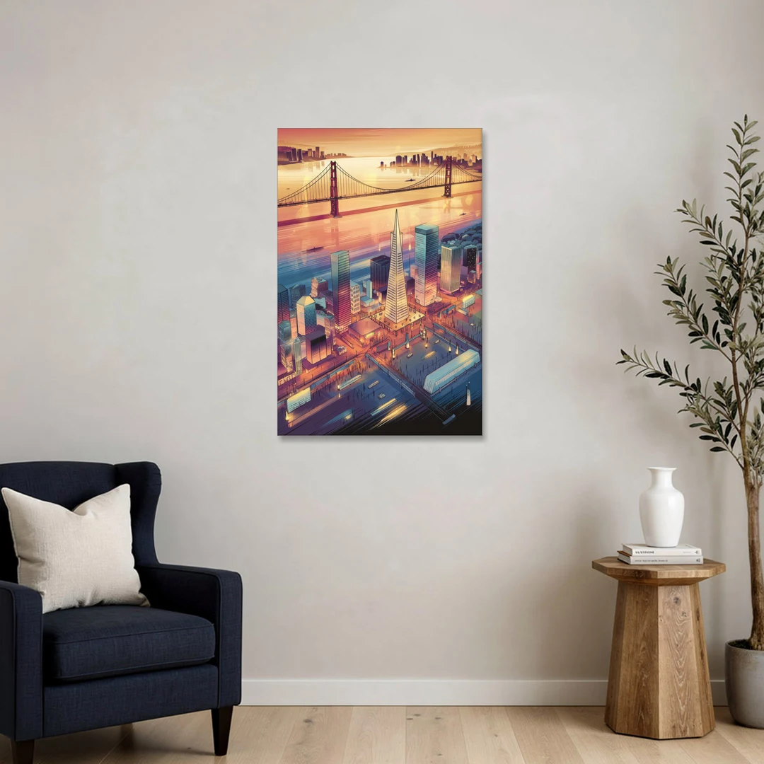San Francisco Aerial View - Canvas Wall Art - Sofa - 24x36