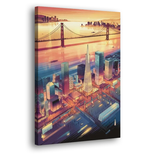 San Francisco Aerial View - Canvas Wall Art - Side