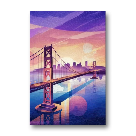 San Francisco Bay Bridge Panorama - Canvas Wall Art - Front