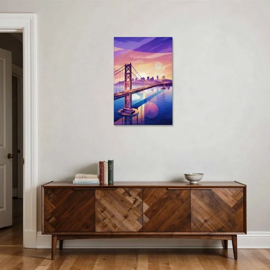 San Francisco Bay Bridge Panorama - Canvas Wall Art - Coffee Table - 24x36