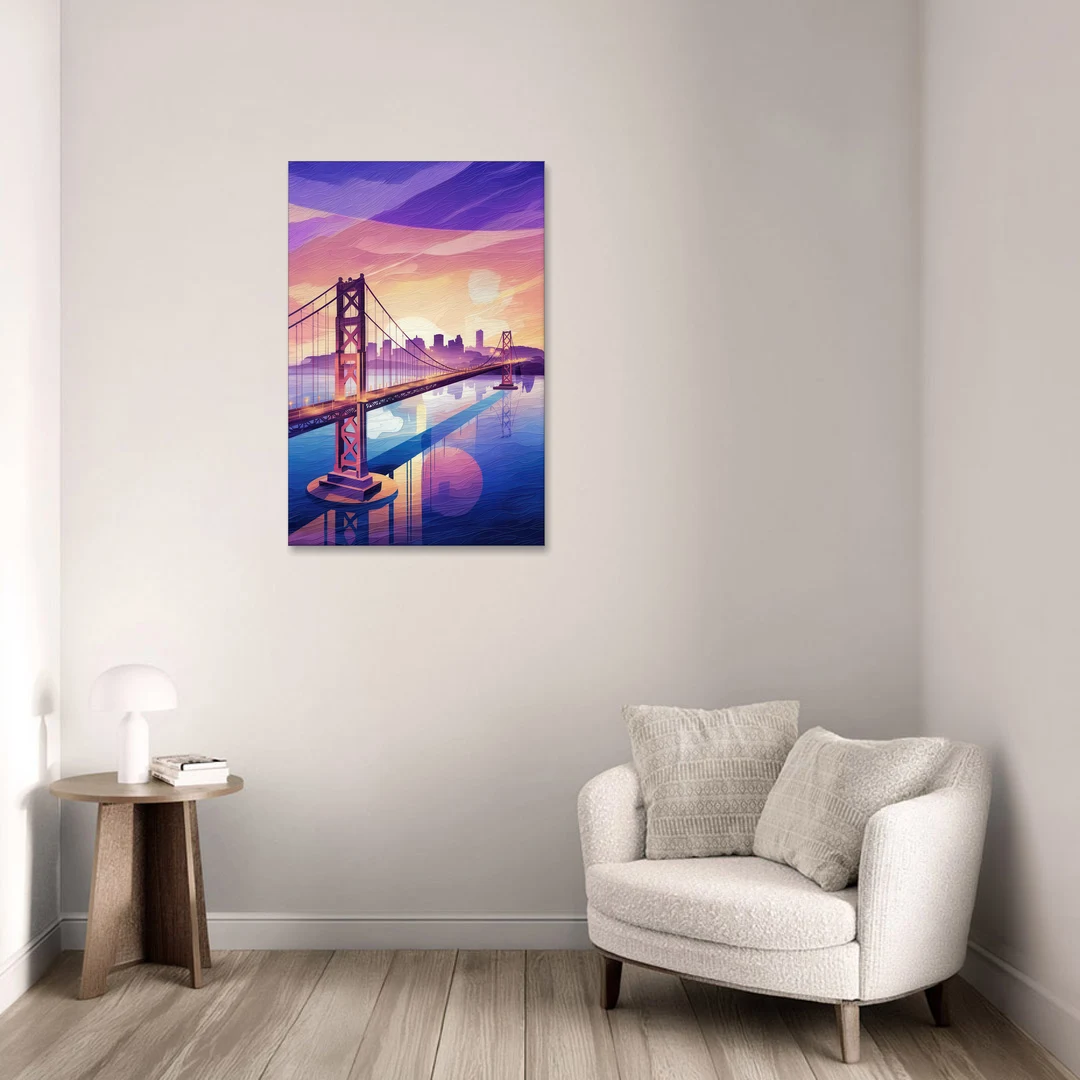 San Francisco Bay Bridge Panorama - Canvas Wall Art - Sofa - 24x36