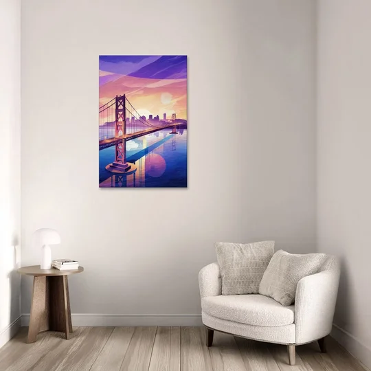 San Francisco Bay Bridge Panorama - Canvas Wall Art - Sofa - 24x36