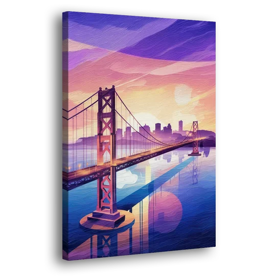 San Francisco Bay Bridge Panorama - Canvas Wall Art - Side