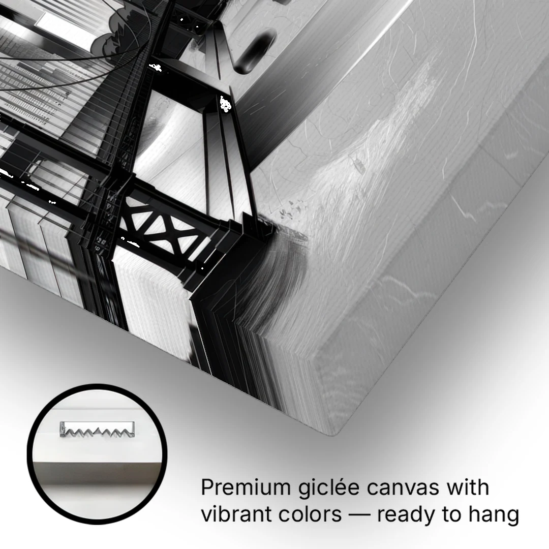 San Francisco Black and White Skyline - Canvas Wall Art - Gallery Wrap Corner