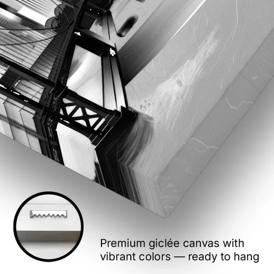 San Francisco Black and White Skyline - Canvas Wall Art - Gallery Wrap Corner