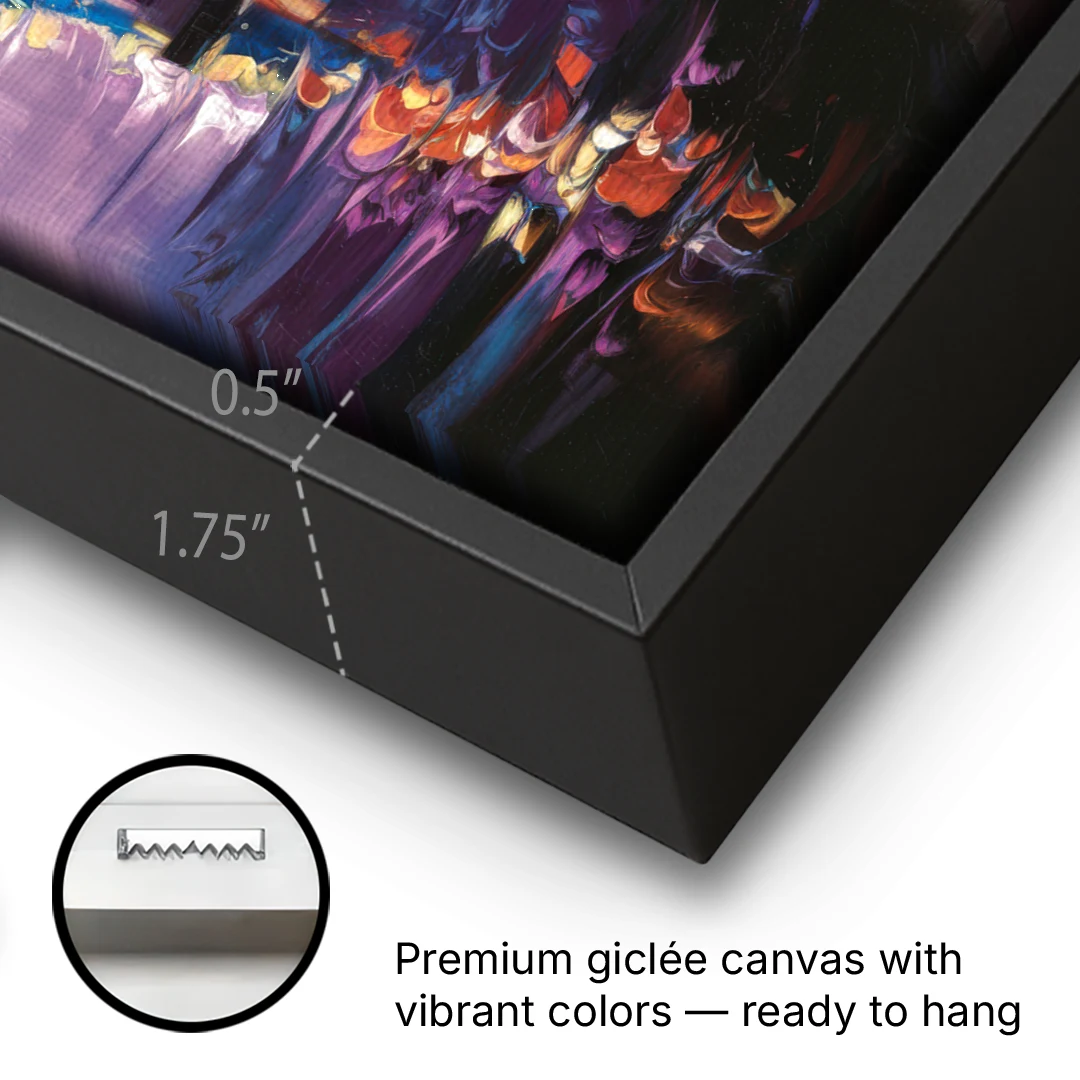 San Francisco City and Bay - Black Framed Canvas Wall Art - Gallery Wrap Corner