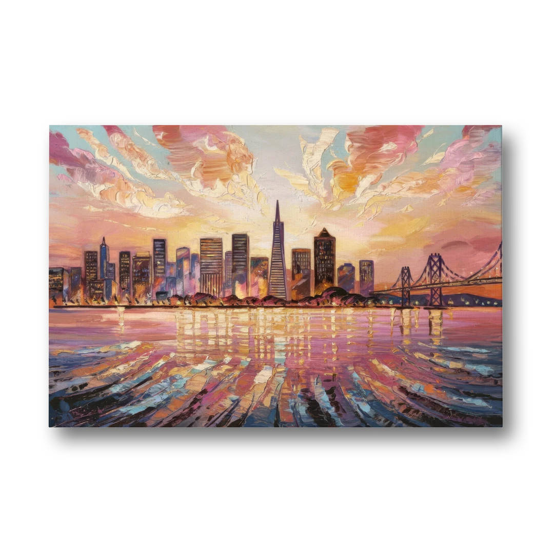 San Francisco Cityscape At Dawn - Canvas Wall Art - Front