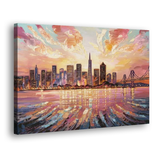 San Francisco Cityscape At Dawn - Canvas Wall Art - Side