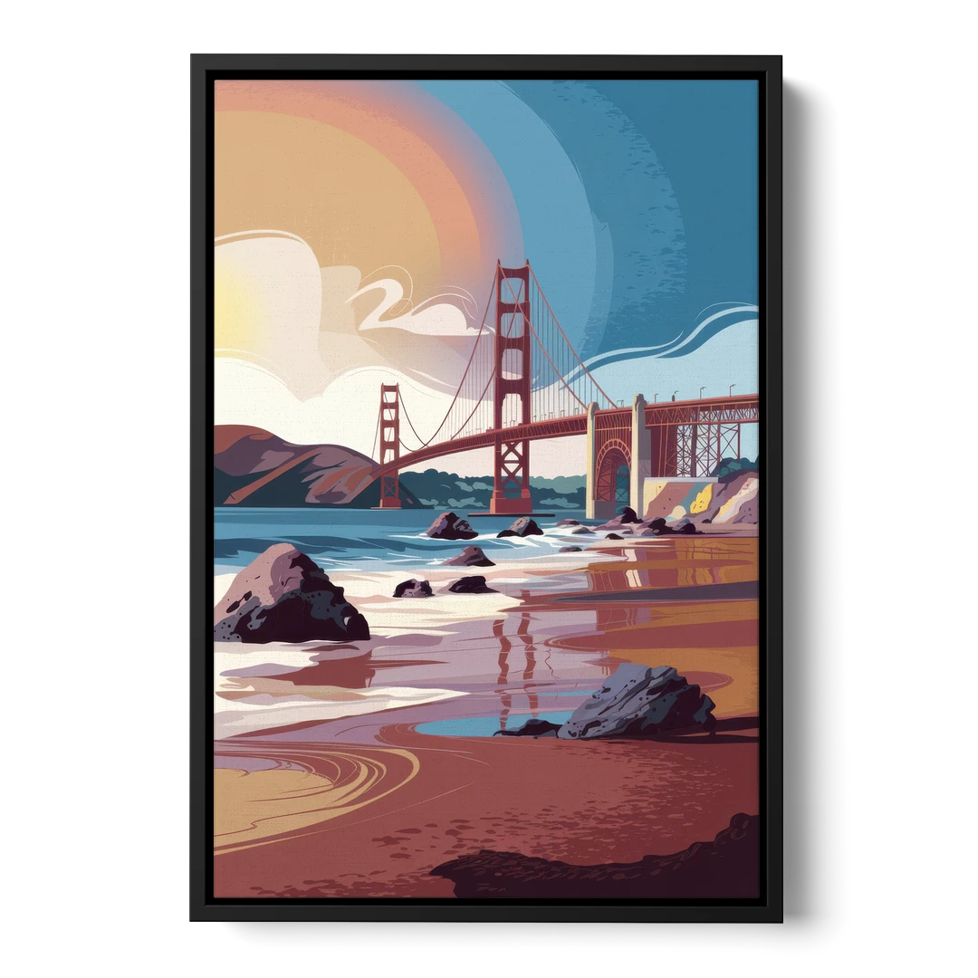 San Francisco Coastal Beauty - Black Framed Canvas Wall Art - Front