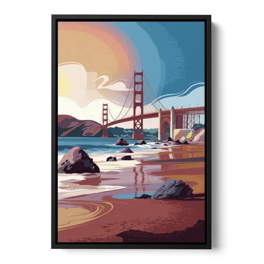 San Francisco Coastal Beauty - Black Framed Canvas Wall Art - Front
