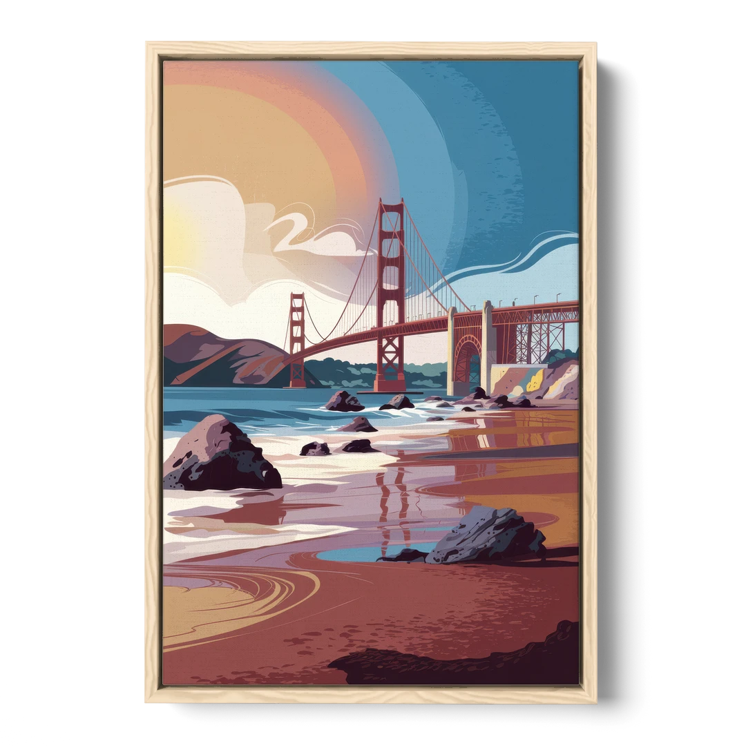 San Francisco Coastal Beauty - Oak Framed Canvas Wall Art - Front