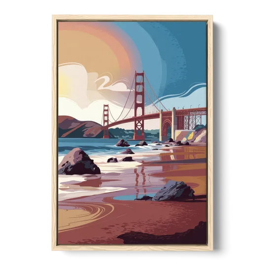 San Francisco Coastal Beauty - Oak Framed Canvas Wall Art - Front