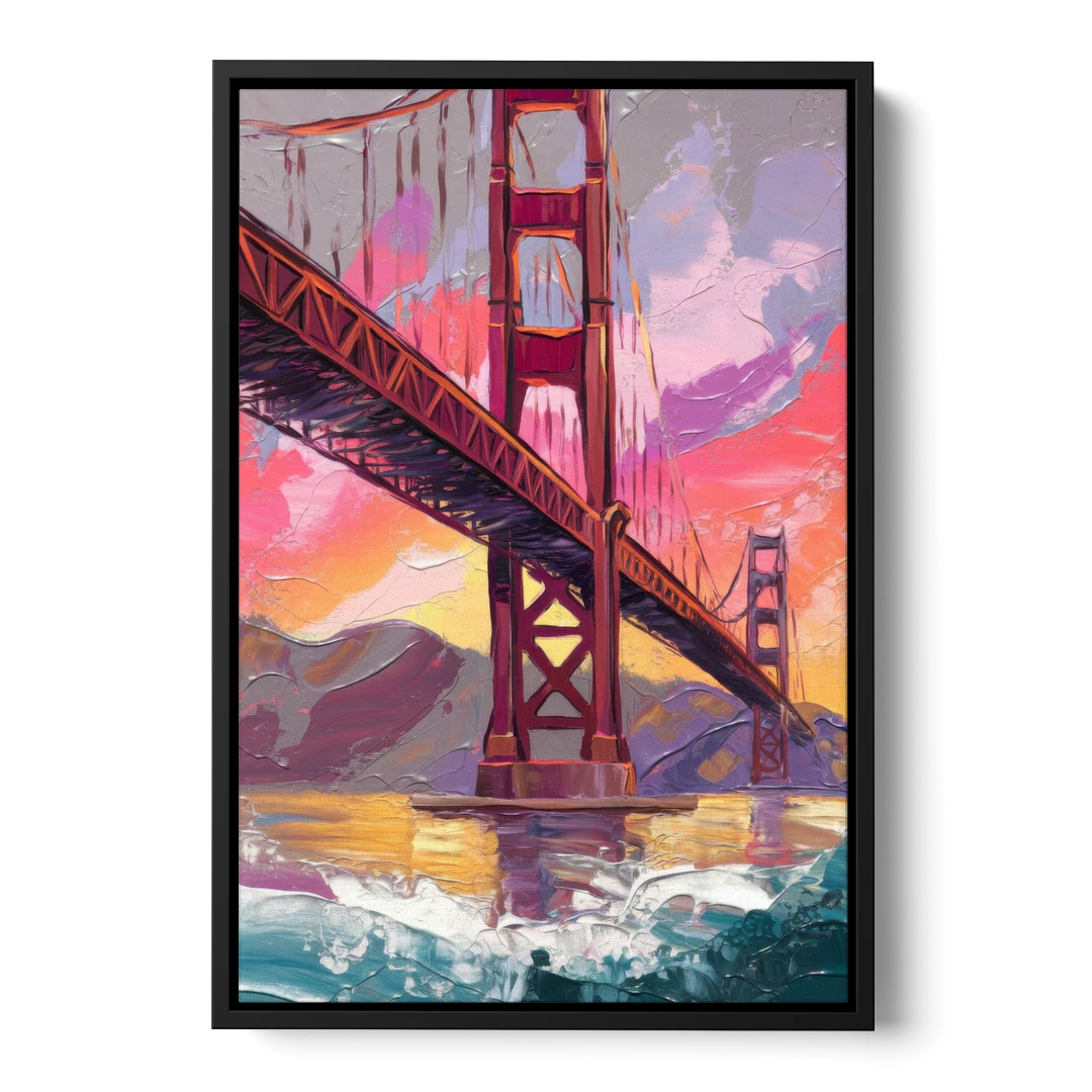 San Francisco Golden Gate Bridge - Black Framed Canvas Wall Art - Front