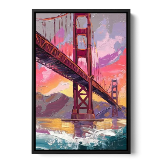 San Francisco Golden Gate Bridge - Black Framed Canvas Wall Art - Front