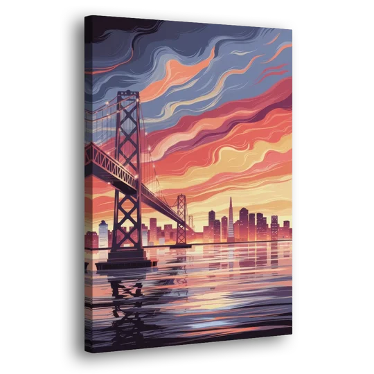 San Francisco Skyline at Sunset - Canvas Wall Art - Side
