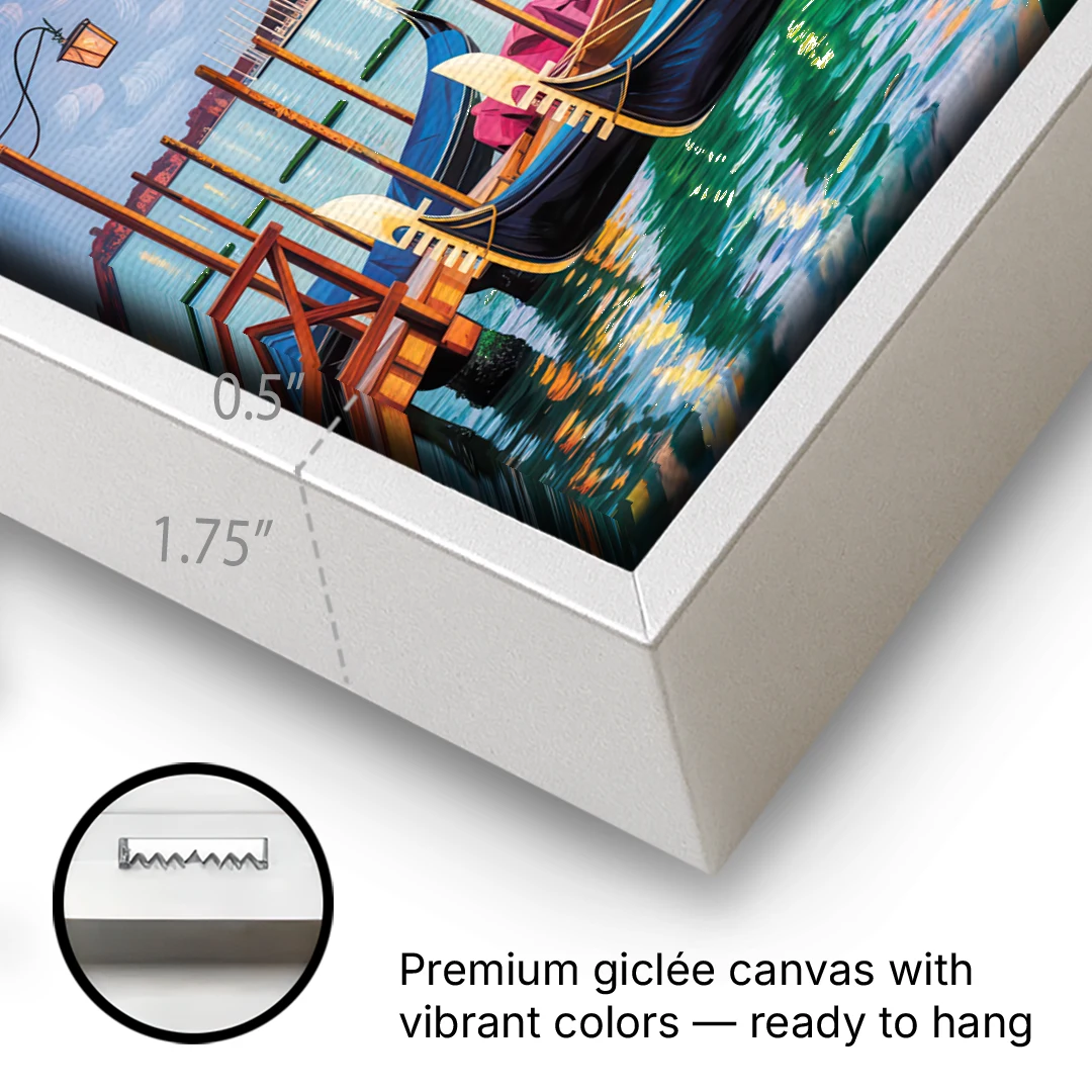 San Giorgio Maggiore View - White Framed Canvas Wall Art - Gallery Wrap Corner
