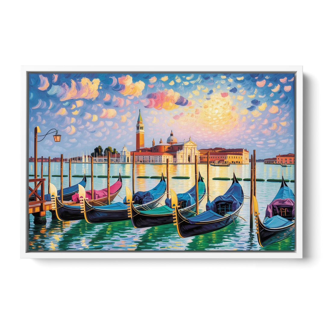 San Giorgio Maggiore View - White Framed Canvas Wall Art - Front