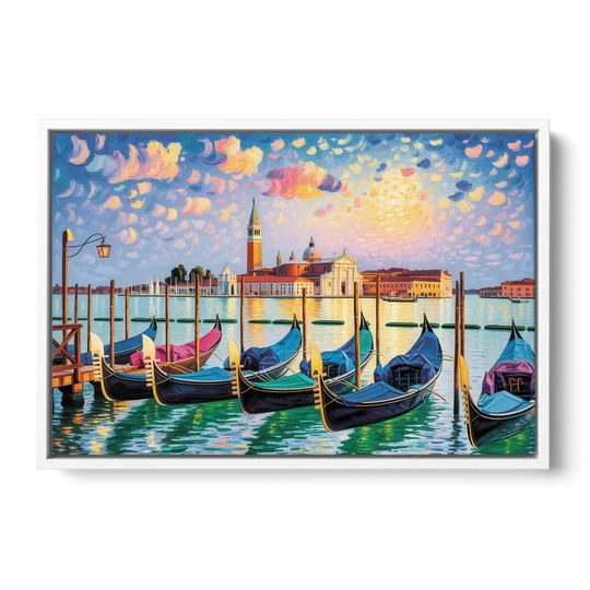 San Giorgio Maggiore View - White Framed Canvas Wall Art - Front