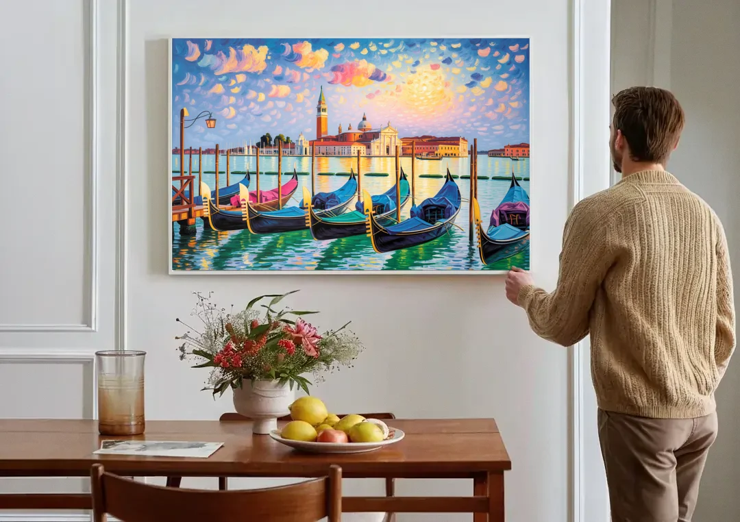 San Giorgio Maggiore View canvas wall art above a dining table